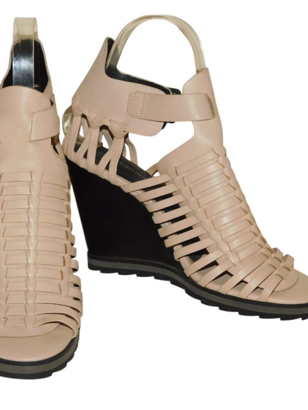Calvin Klein Jeans Alma Wedge Ankle Strap Caged Sandals Size 7